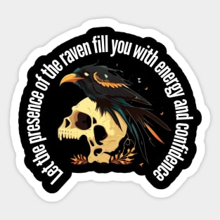 Raven with skull Sticker